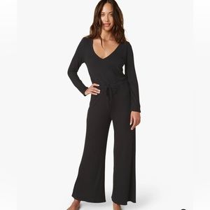 Beyond Yoga So Chic Jumpsuit Black Hemmed to shorter inseam Size Small